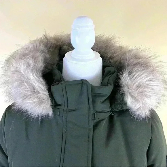 NWT Lauren Ralph Lauren Green Faux Fur Hood Tie Waist Puffer Parka Coat Size S - Picture 6 of 16